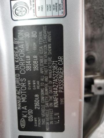 KNAFU4A27A5223871 KIA FORTE EX