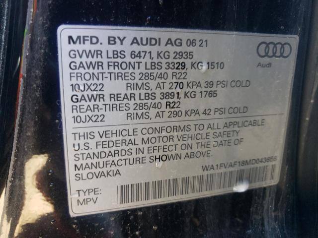 2021 AUDI Q8 PRESTIG WA1FVAF18MD043656