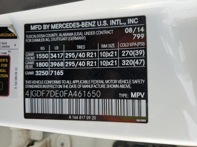4JGDF7DE0FA461650 Mercedes-Benz Gl 550 4matic