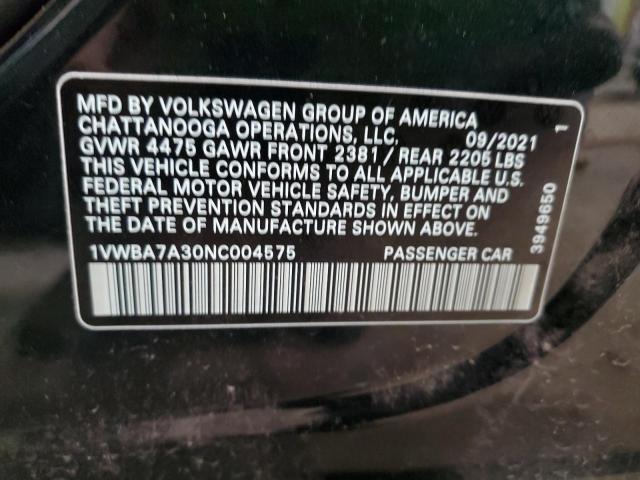2022 VOLKSWAGEN PASSAT LIM 1VWBA7A30NC004575