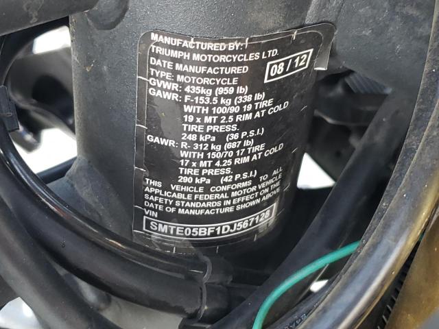 2013 TRIUMPH MOTORCYCLE TIGER 800 SMTE05BF1DJ567128