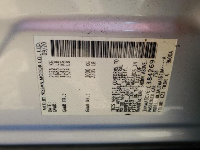 2020 NISSAN MAXIMA SL 1N4AA6DV6LC384269