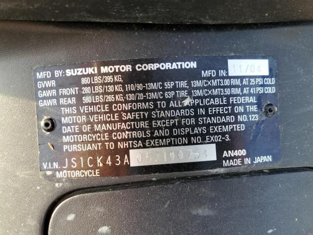 2005 SUZUKI AN400 K3 JS1CK43A052100754