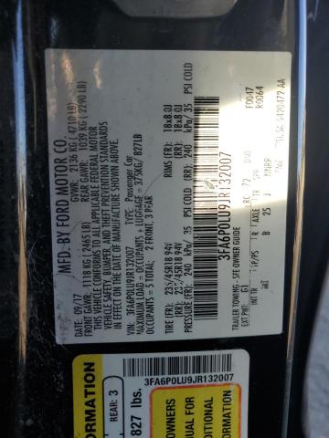 3FA6P0LU9JR132007 Ford Fusion Se Hybrid