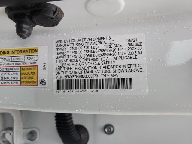 2021 HONDA PASSPORT T 5FNYF7H96MB009273