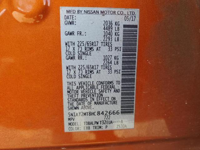 2017 NISSAN ROGUE S/SL 5N1AT2MT8HC842666