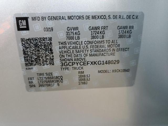 2019 CHEVROLET SLVRD 1500 3GCPYCEFXKG148029