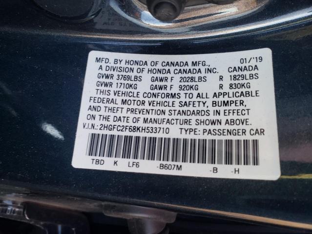 2019 HONDA CIVIC LX - 2HGFC2F68KH533710