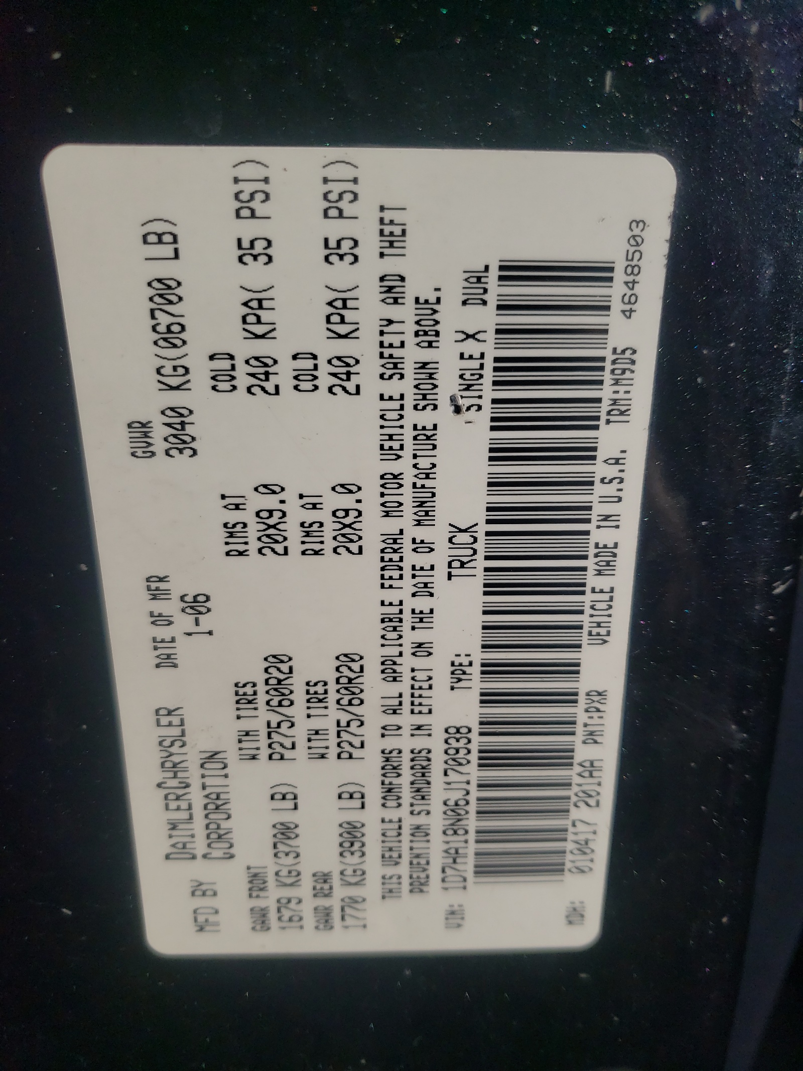 1D7HA18N06J170938 1996 Dodge Ram 1500 St