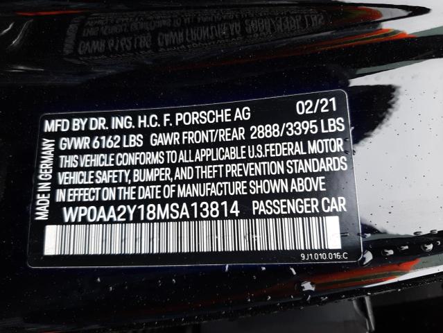 2021 PORSCHE TAYCAN WP0AA2Y18MSA13814