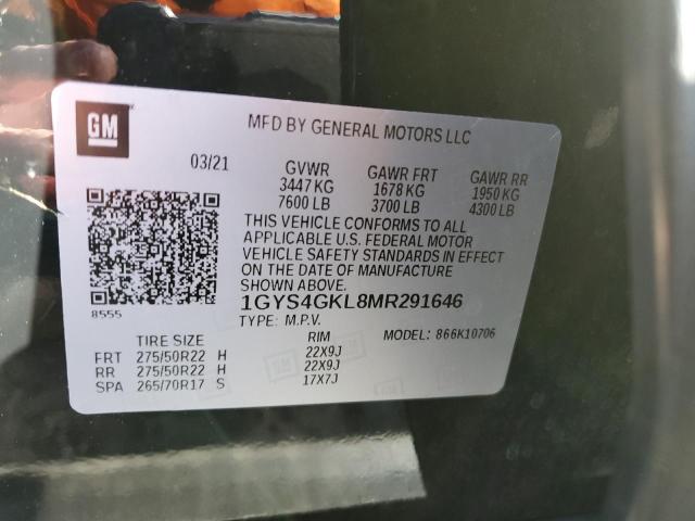 2021 CADILLAC ESCALADE S 1GYS4GKL8MR291646