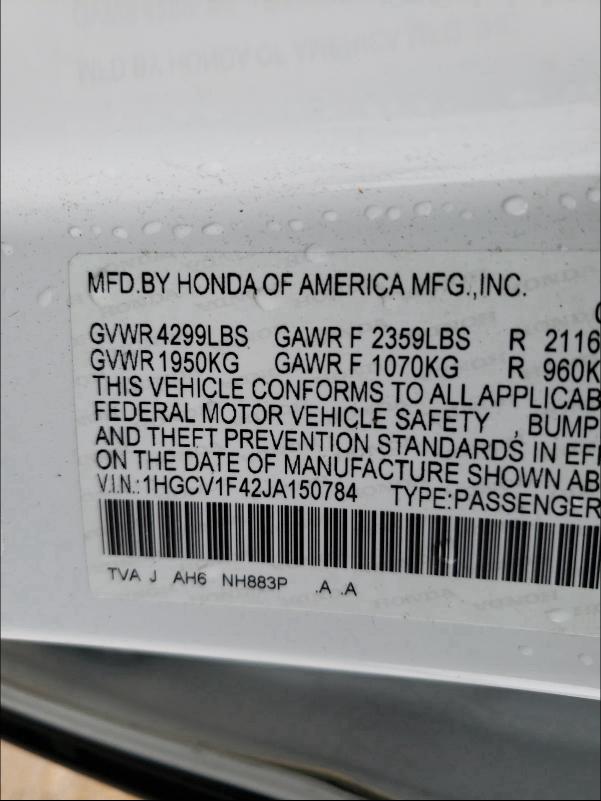 2018 HONDA ACCORD EX 1HGCV1F42JA150784