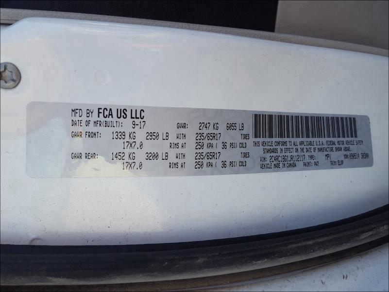 2C4RC1BG1JR112117 2018 Chrysler Pacifica T 3.6L
