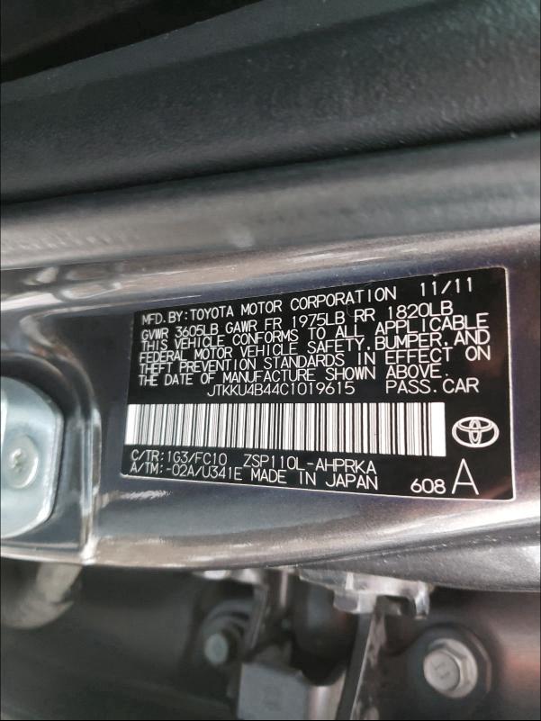 2012 TOYOTA SCION XD JTKKU4B44C1019615