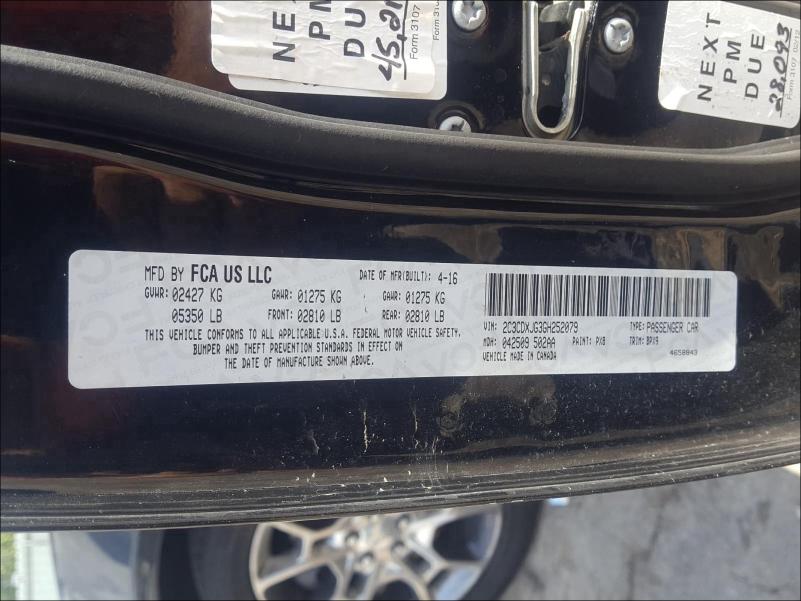 2016 DODGE CHARGER SX 2C3CDXJG3GH252079