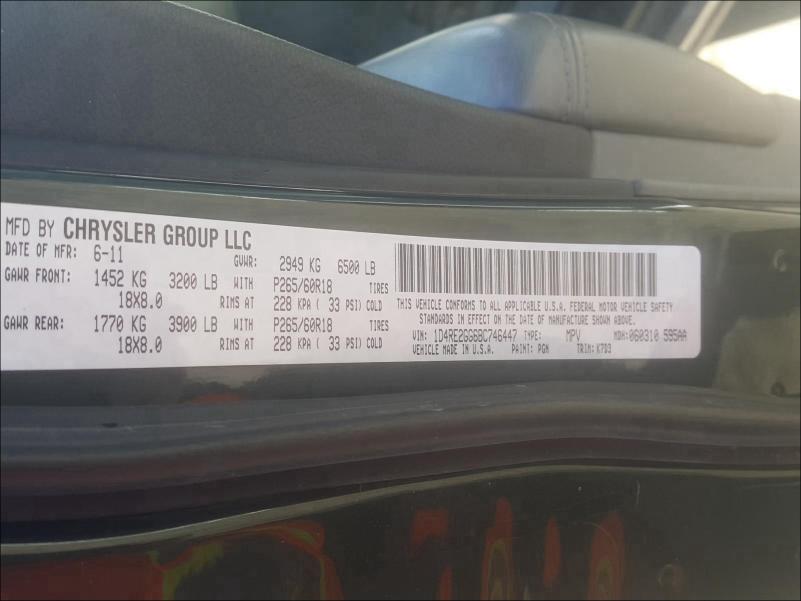 2011 DODGE DURANGO EX 1D4RE2GG6BC746447