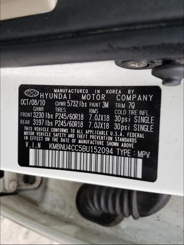 2011 HYUNDAI VERACRUZ G KM8NU4CC5BU152094