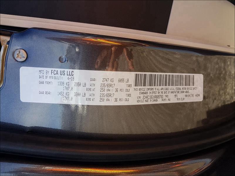 2019 CHRYSLER PACIFICA 2C4RC1BG1KR685763