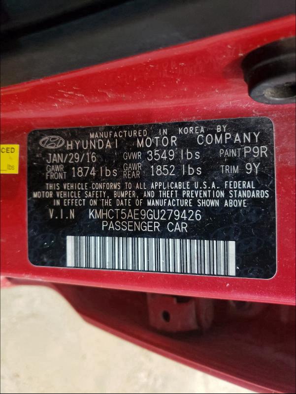 2016 HYUNDAI ACCENT SE KMHCT5AE9GU279426