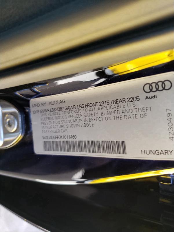 2019 AUDI A3 PREMIUM WAUAUGFF0K1011460