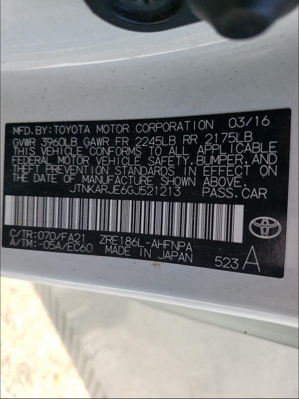 2016 TOYOTA SCION IM JTNKARJE6GJ521213