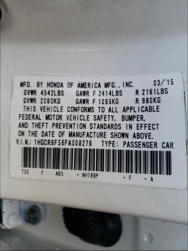 2015 HONDA ACCORD HYB 1HGCR6F56FA008276