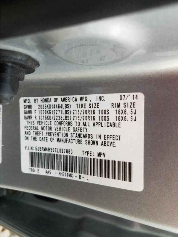 2014 HONDA CR-V LX 5J6RM4H39EL097880