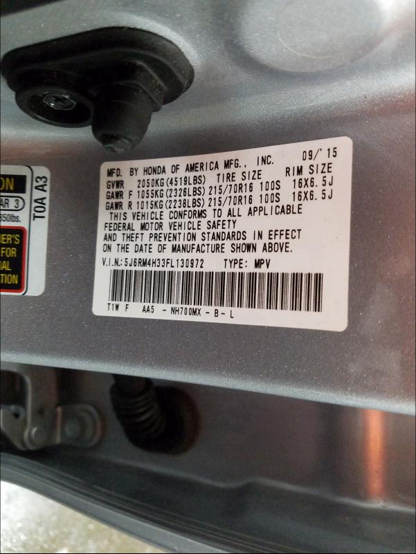 2015 HONDA CR-V LX 5J6RM4H33FL130972