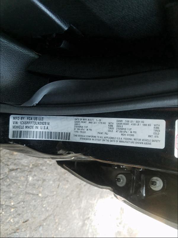 2020 RAM 1500 BIG H 1C6SRFFT3LN392814