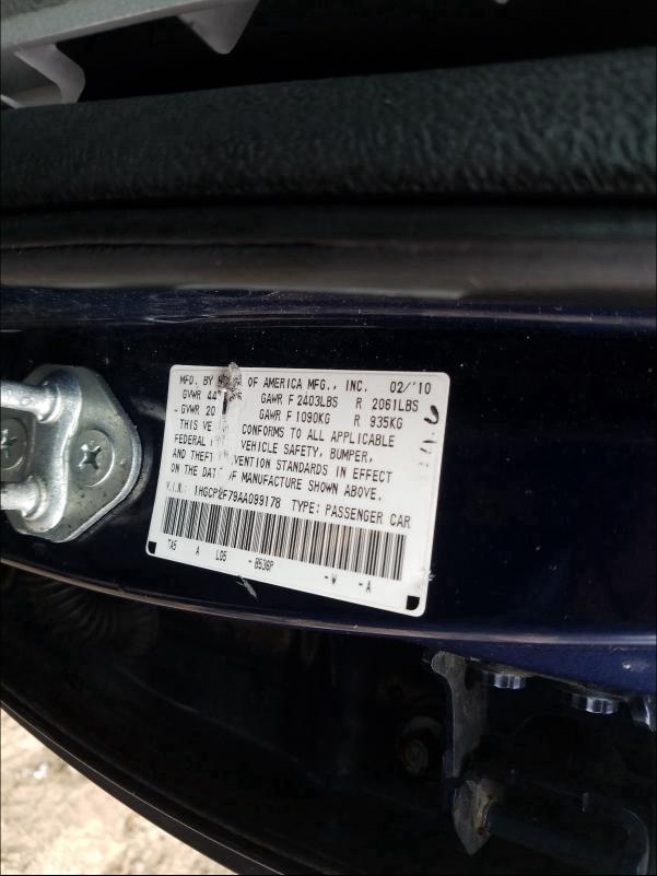 2010 HONDA ACCORD EX 1HGCP2F79AA099178