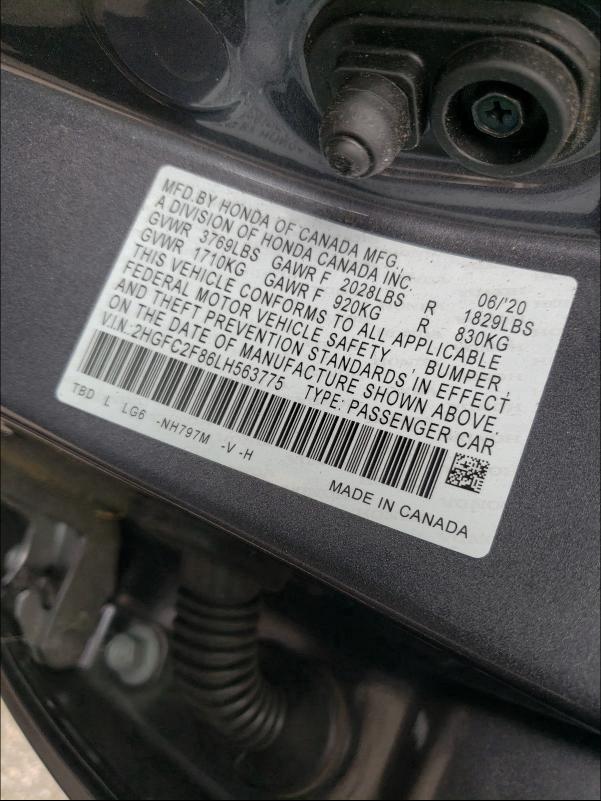 2020 HONDA CIVIC SPOR 2HGFC2F86LH563775