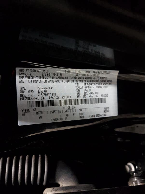 2017 FORD FOCUS SEL 1FADP3H29HL230110