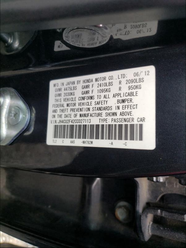 2012 ACURA TSX JH4CU2F42CC027113