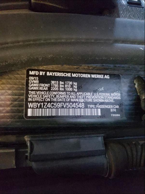 2015 BMW I3 REX WBY1Z4C59FV504548