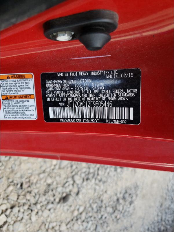 2015 SUBARU BRZ 2.0 LI JF1ZCAC12F9605446