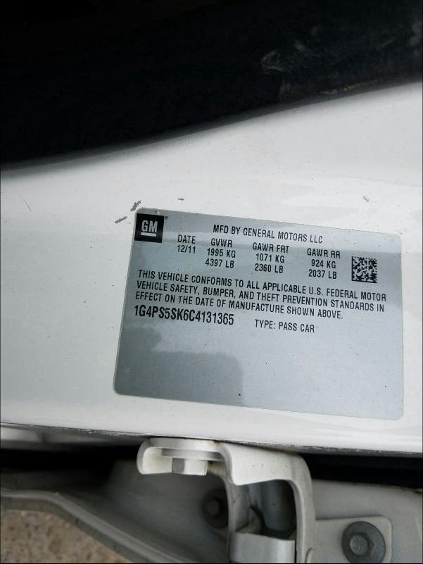 2012 BUICK VERANO 1G4PS5SK6C4131365