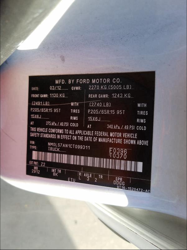 NM0LS7AN1CT099311 2012 Ford Transit Co 2.0L