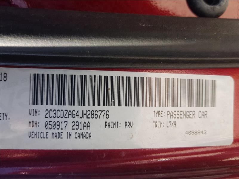 2018 DODGE CHALLENGER 2C3CDZAG4JH286776
