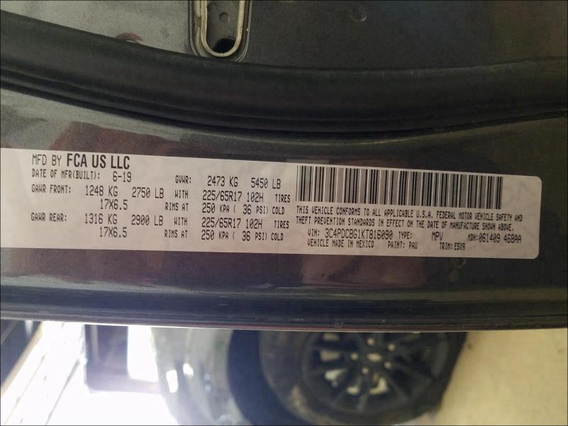 2019 DODGE JOURNEY SE 3C4PDCBG1KT816090