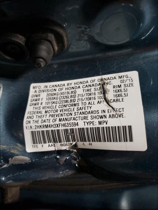 2015 HONDA CR-V LX 2HKRM4H3XFH635594