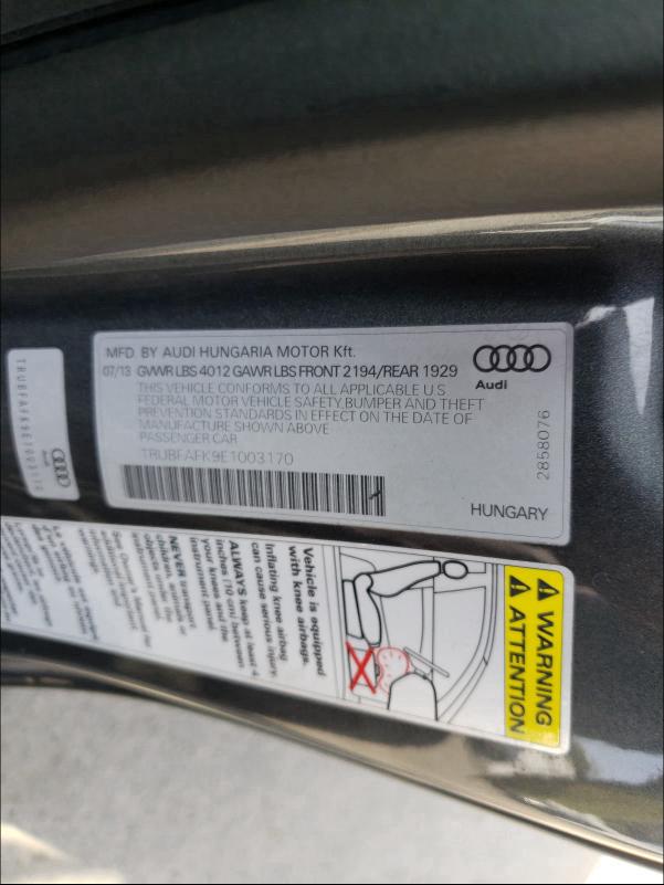 TRUBFAFK9E1003170 2014 Audi Tt Premium 2.0L