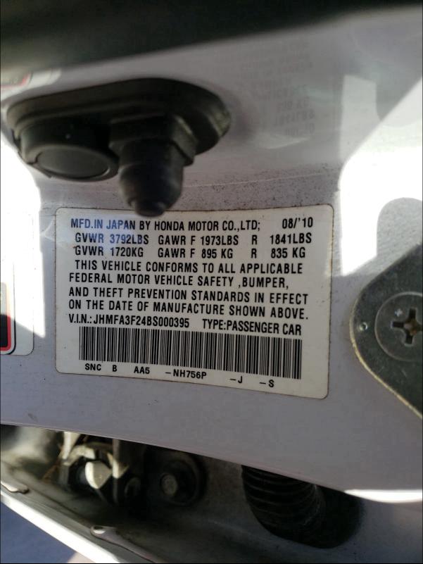 2011 HONDA CIVIC HYBR JHMFA3F24BS000395