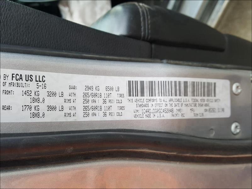 2016 DODGE DURANGO LI 1C4RDJDG0GC452046