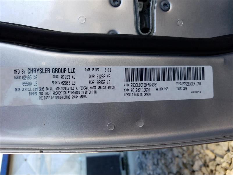 2011 DODGE CHARGER PO 2B3CL1CT6BH574361