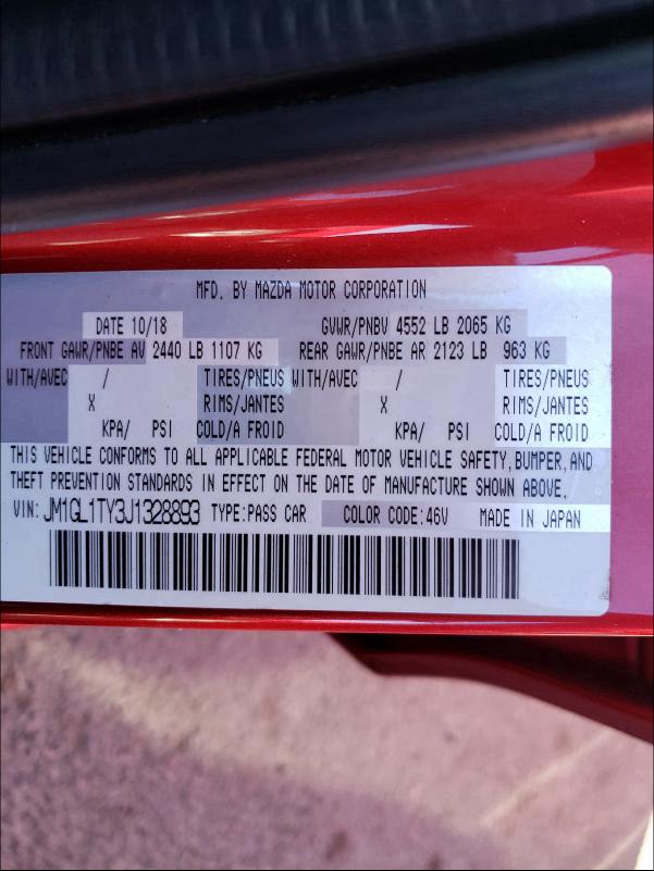 2018 MAZDA 6 GRAND TO JM1GL1TY3J1328893