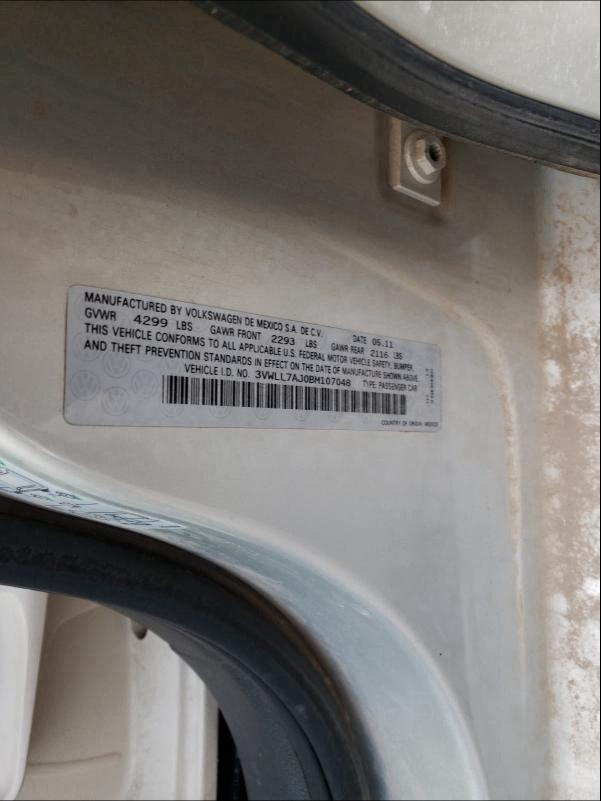 2011 VOLKSWAGEN JETTA TDI 3VWLL7AJ0BM107048