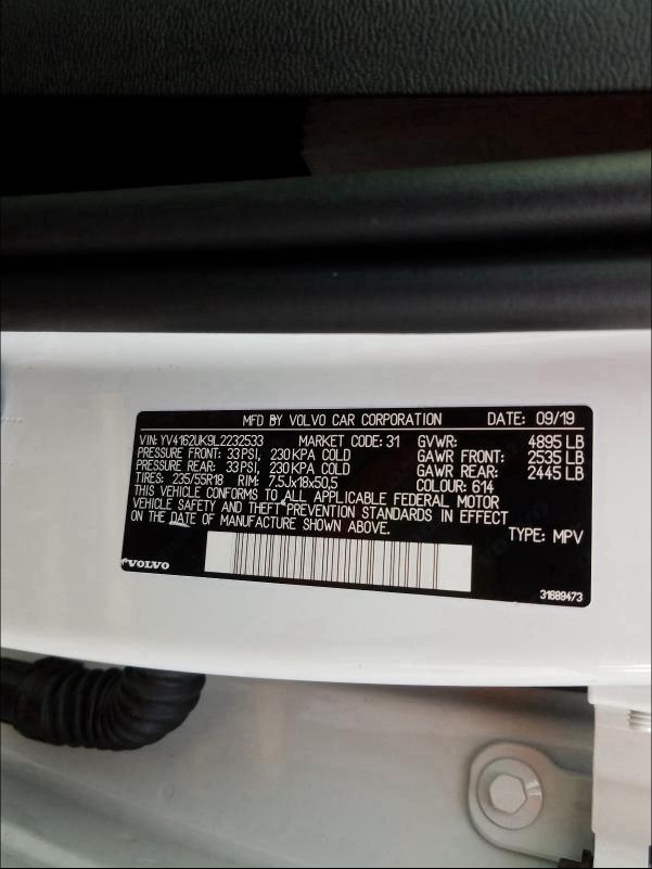 2020 VOLVO XC40 T5 MO YV4162UK9L2232533