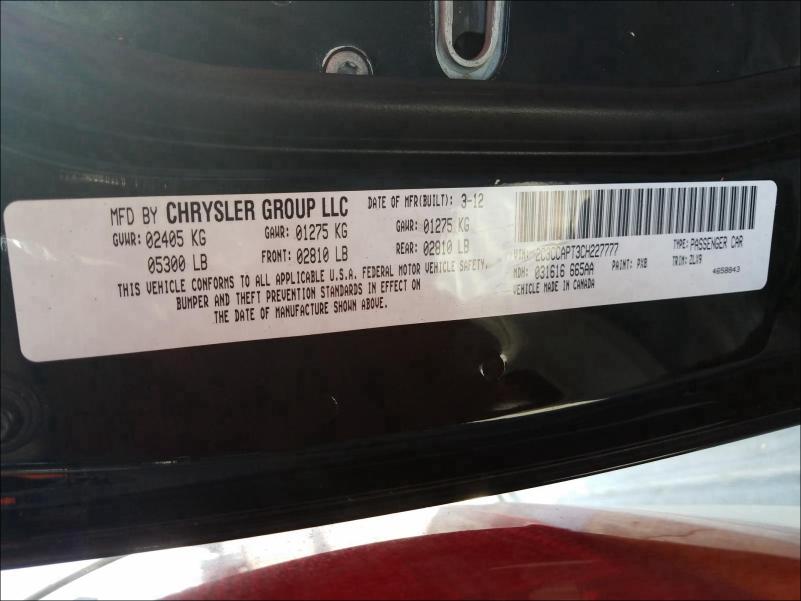 2012 CHRYSLER 300C LUXUR 2C3CCAPT3CH227777