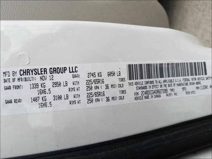 2013 DODGE GRAND CARA 2C4RDGCG4DR627289