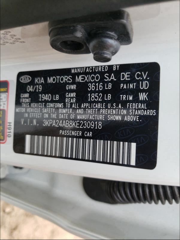 2019 KIA RIO S 3KPA24AB8KE230918
